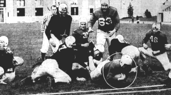 Dale Bradley scores for "Army" in 1942.