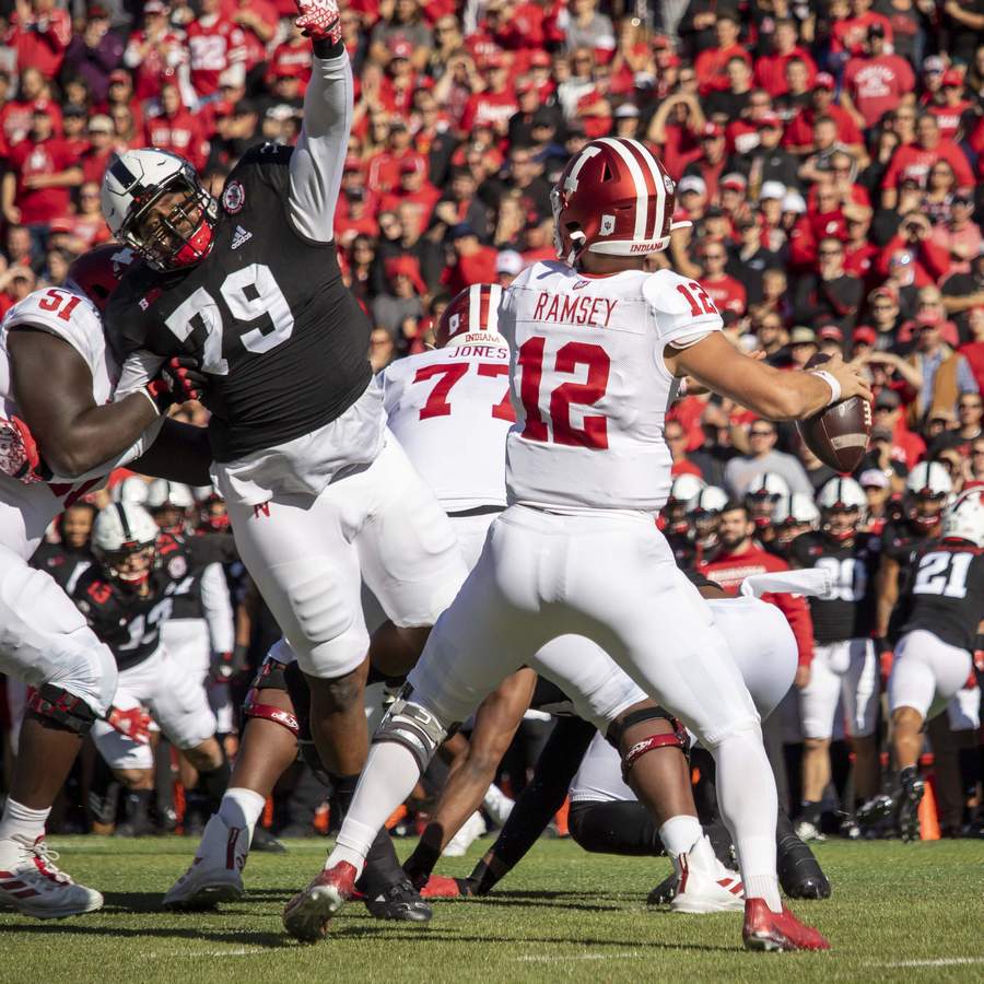 Darrion Daniels pressures Indiana QB Peyton Ramsey