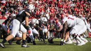 Nebraska defense lines up against Indiana