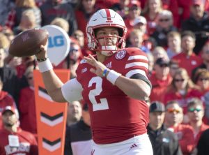 Adrian Martinez readies to throw downfield